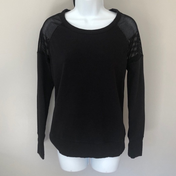 Athleta black Citytime mesh shoulder pullover sweatshirt size XS - Picture 2 of 7